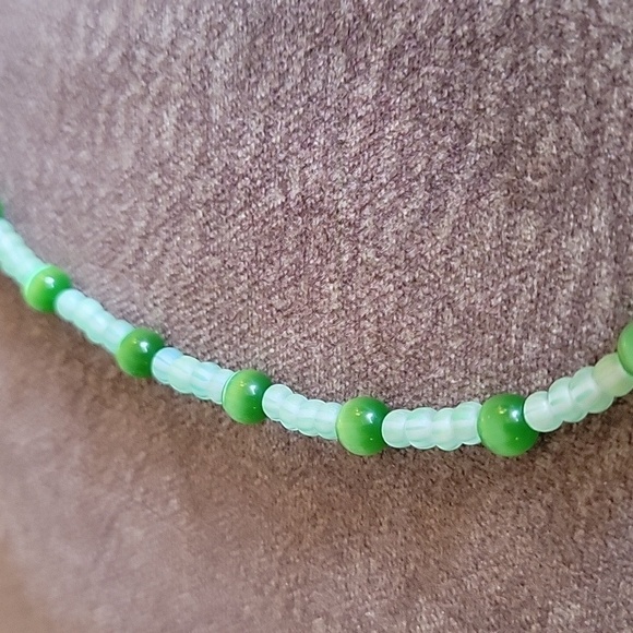 3/$30 HANDMADE Lime Fiber Optic Beaded Turtle Fetish Mermaidcore Necklace - Picture 5 of 8